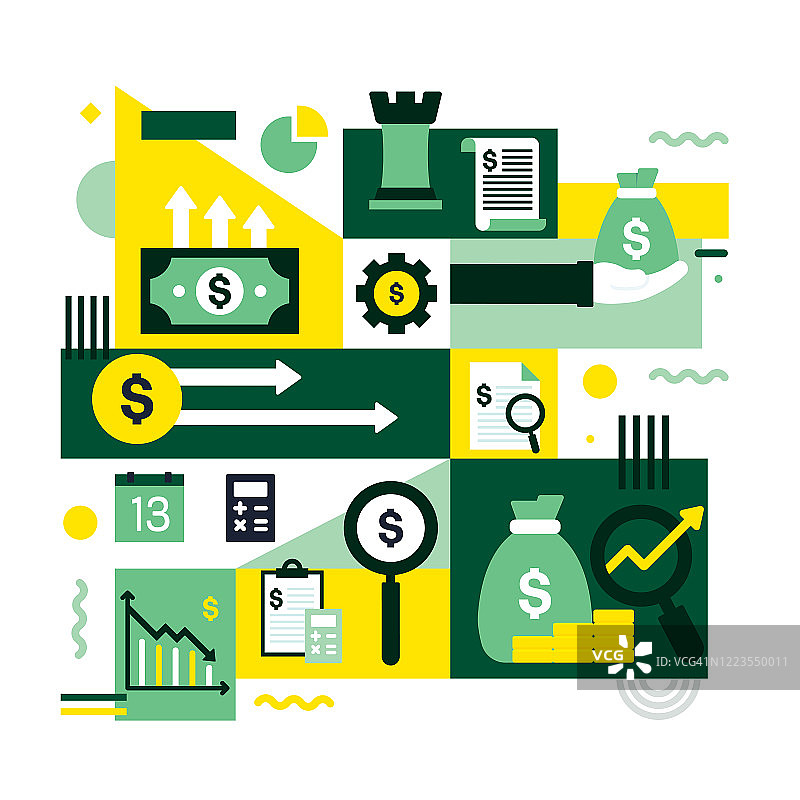 带有图标的经济与金融概念扁平banner设计图片素材
