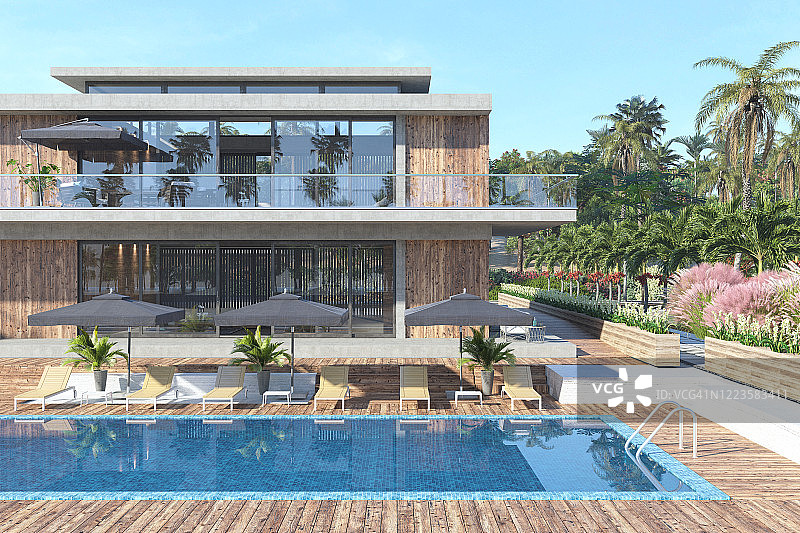 带游泳池的酒店度假村图片素材