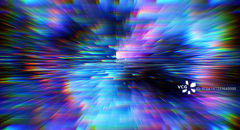 抽象彩色蓝色径向故障全息背景图片素材