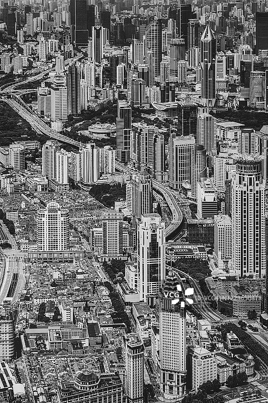 上海市中心商业区高角度照片图片素材