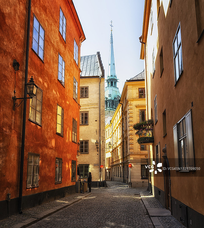 斯德哥尔摩老城中心的狭窄街道图片素材