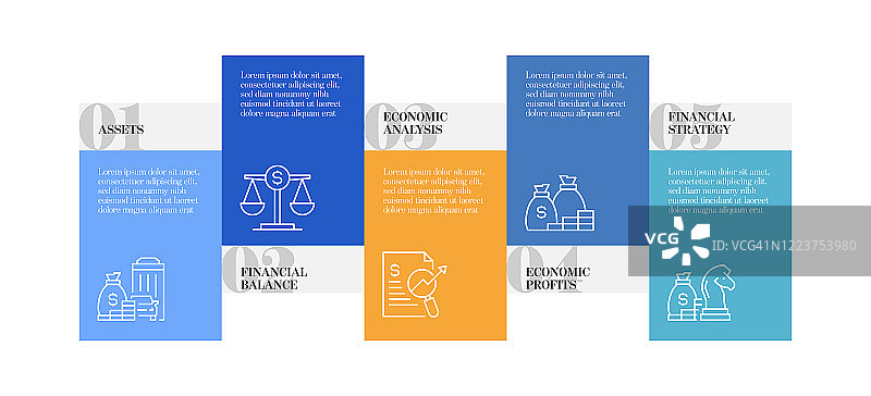 经济和金融概念信息图模板，元素和图标。简单的矢量信息图设计图片素材