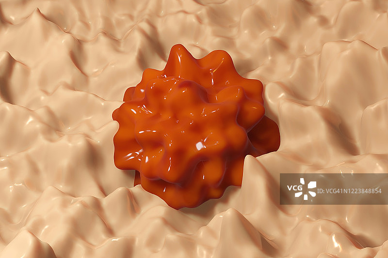 健康组织上生长的息肉的3D渲染图片素材
