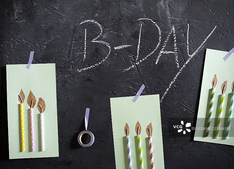 黑板上的DIY生日贺卡图片素材