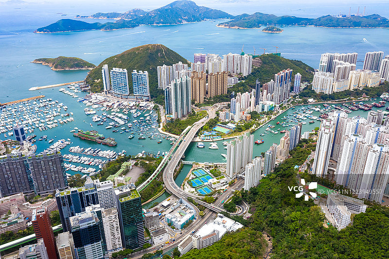 香港仔避风塘和鸭脷洲鸟瞰图图片素材
