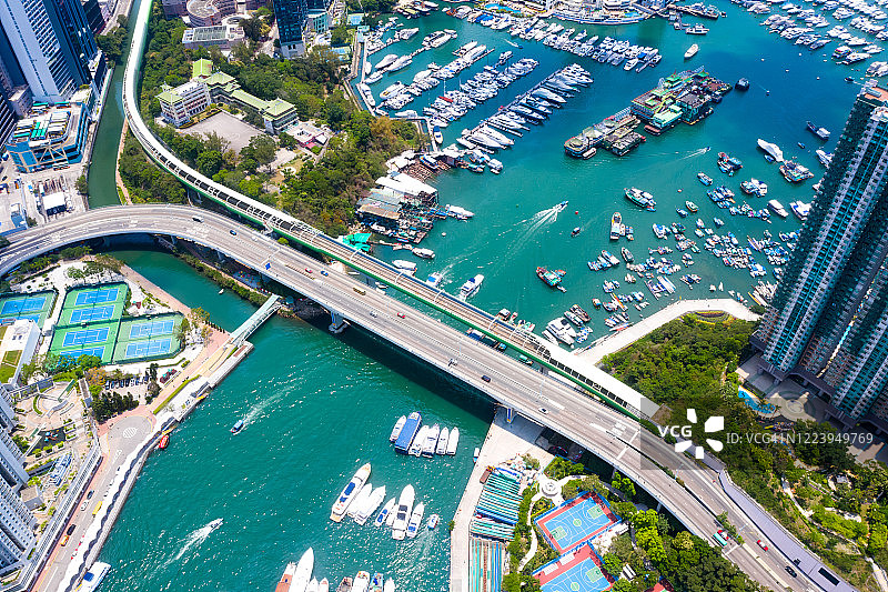 香港仔避风塘和鸭脷洲鸟瞰图图片素材