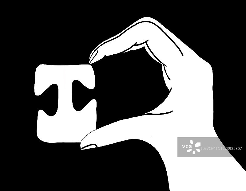 手持拼图插画图片素材