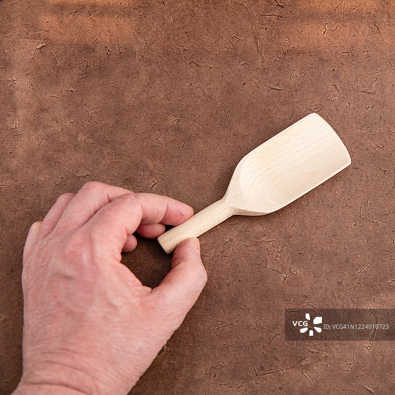 榉木食品勺图片素材