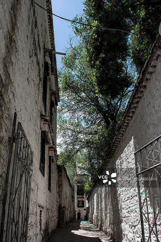 藏族聚居区日喀则扎什伦布寺壮丽的建筑外观图片素材