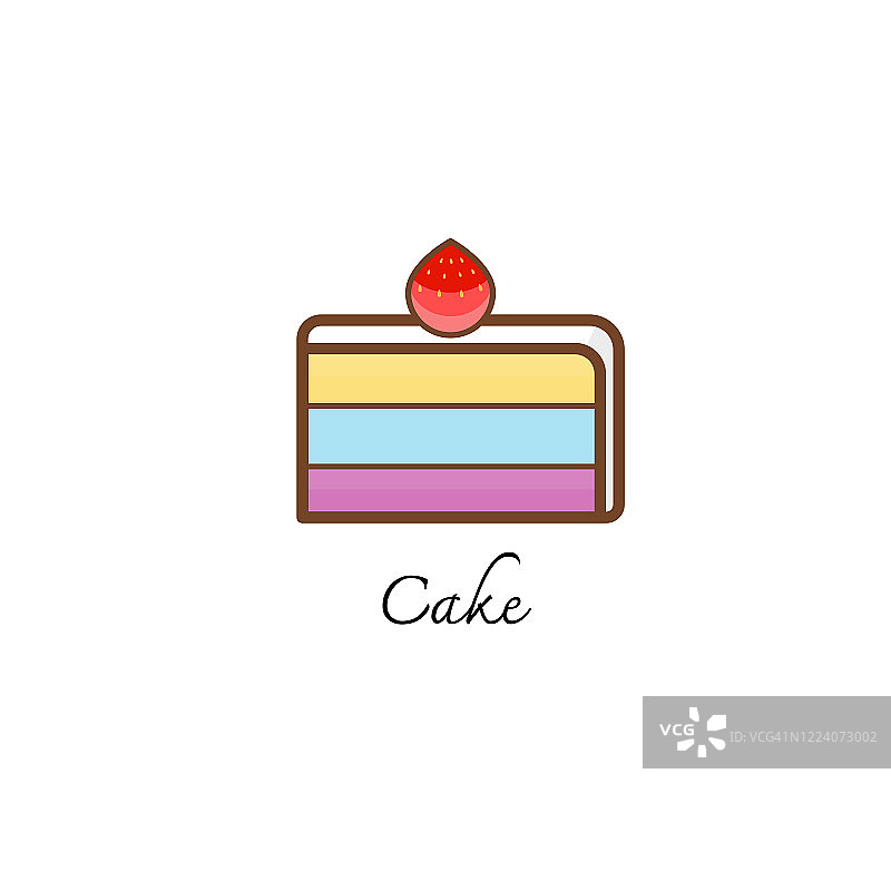 白色背景上的蛋糕符号插图，展示甜点的简单线条和形状图片素材