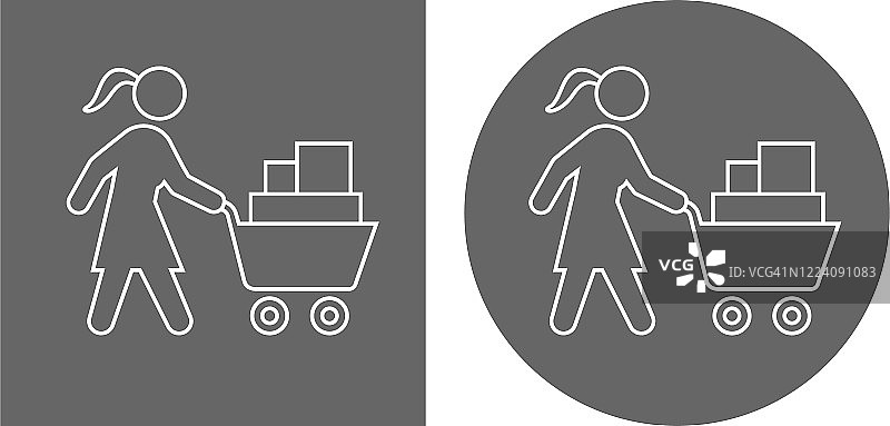 推着购物车的女人图标图片素材
