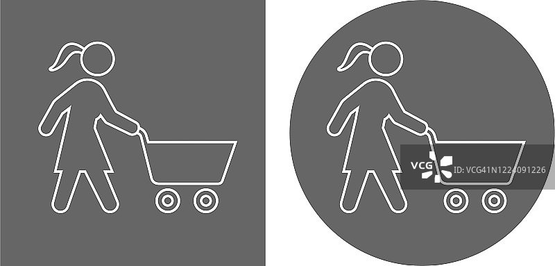 推着购物车的女人图标图片素材