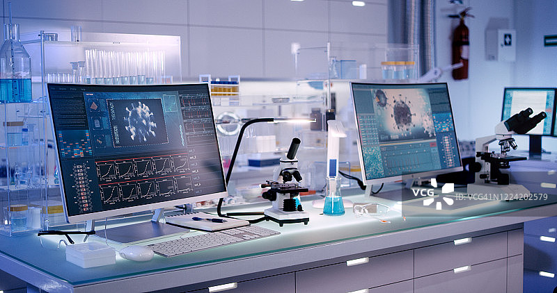 未来实验室设备——新冠病毒检测图片素材
