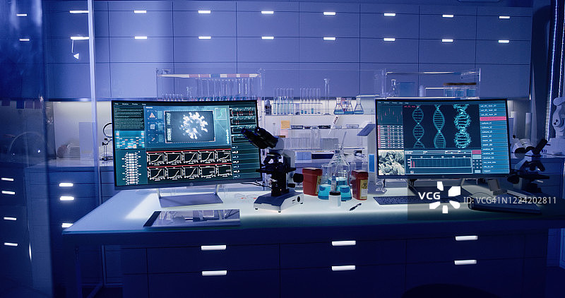 未来实验室设备——脑电波扫描研究图片素材