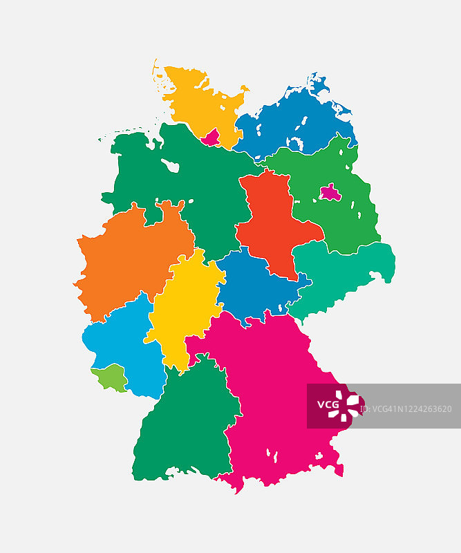 德国地图，欧洲国家地图矢量模板图片素材