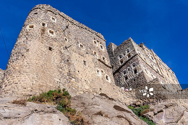 也门哈贾拉村的防御房屋图片素材