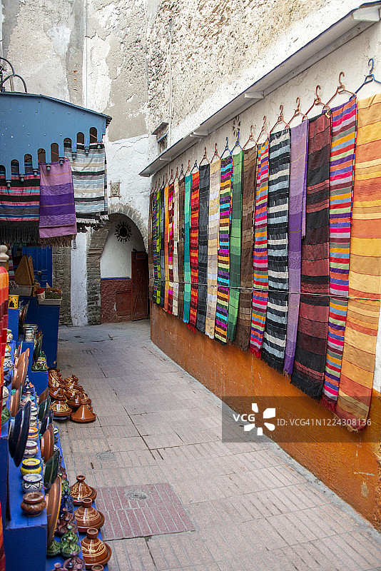 摩洛哥索维拉的手工编织地毯图片素材