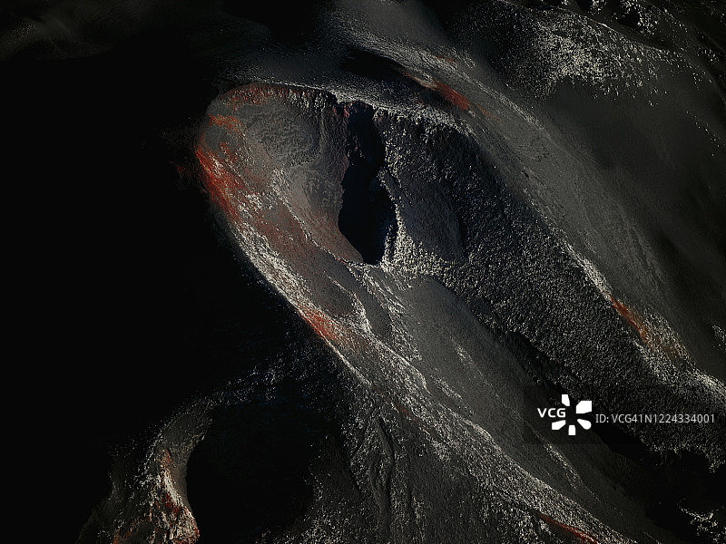 冰岛西南部海克拉火山附近火山口航拍图片素材