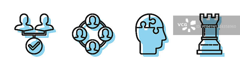 人脑解谜策略、项目团队基础和商业策略图标矢量素材图片素材