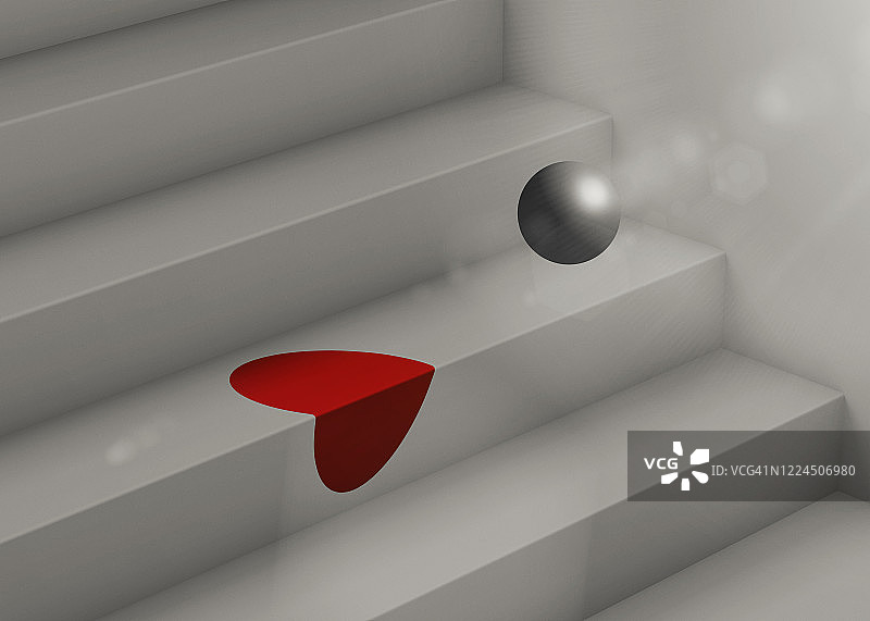 楼梯上心形的影子，爱情概念图片素材