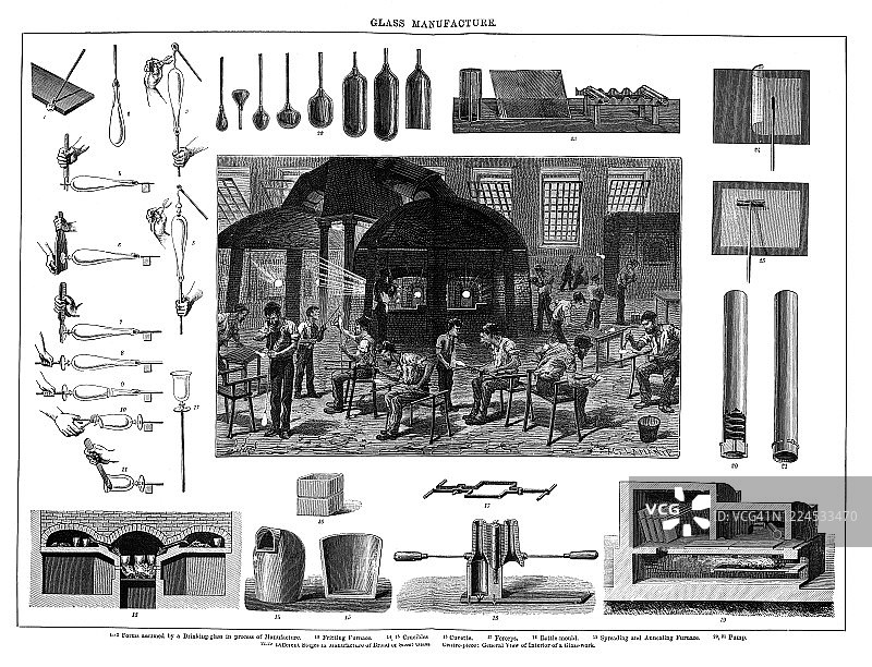 玻璃制造古老雕刻插图图片素材