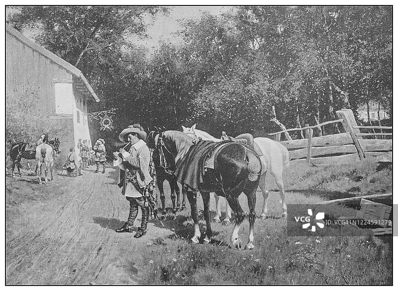 19世纪著名画作：罗伯特·阿斯穆斯的《第一站》图片素材