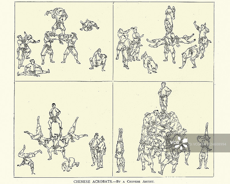 19世纪的中国杂技演员图片素材