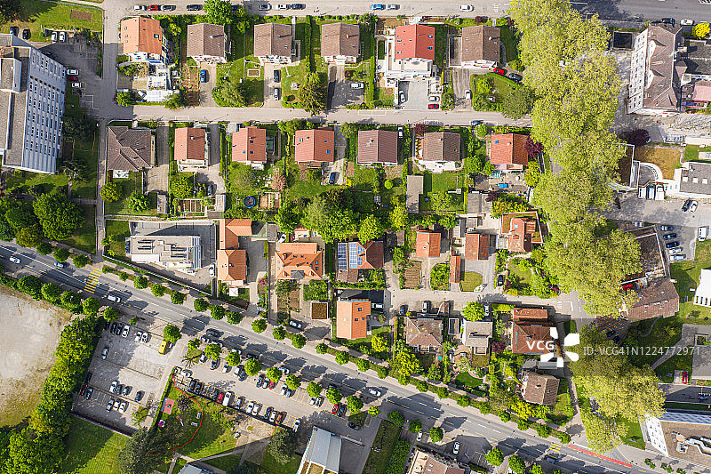 瑞士弗里堡的住宅区俯视景观图片素材