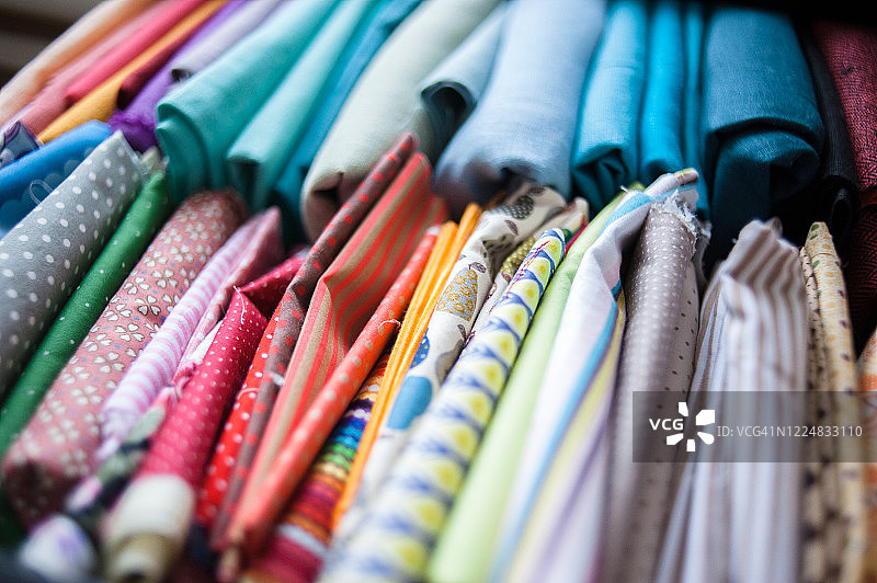 缝纫用布料样品整理图片素材