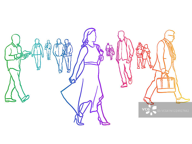 彩虹下的上班族图片素材