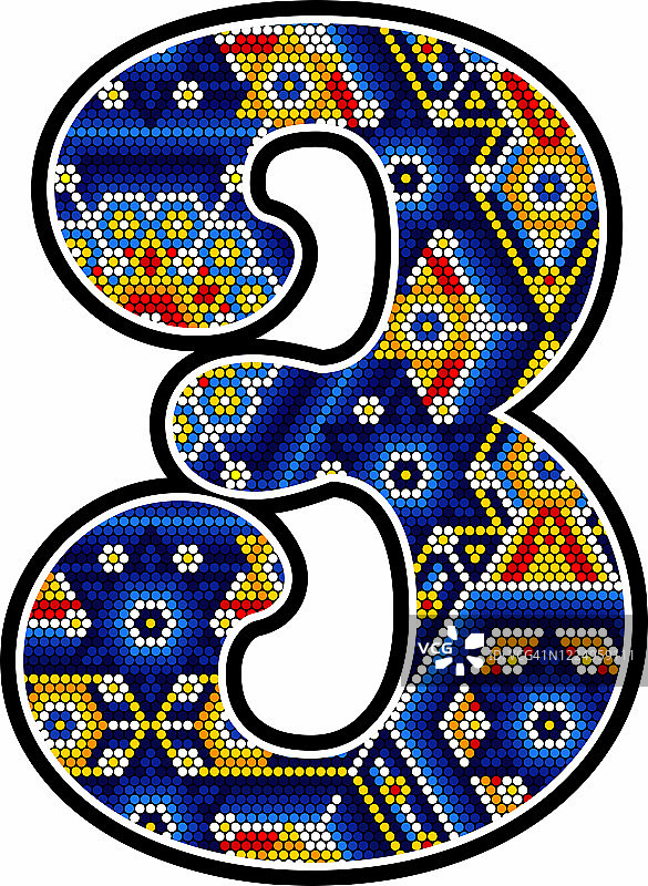 彩色维乔尔数字3图片素材