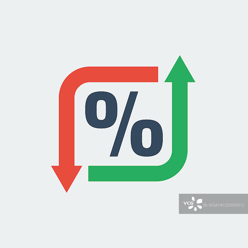 百分比符号与红色向下和绿色向上箭头，金融商业指标图片素材