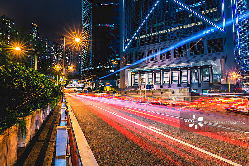 香港城市交通光轨图片素材