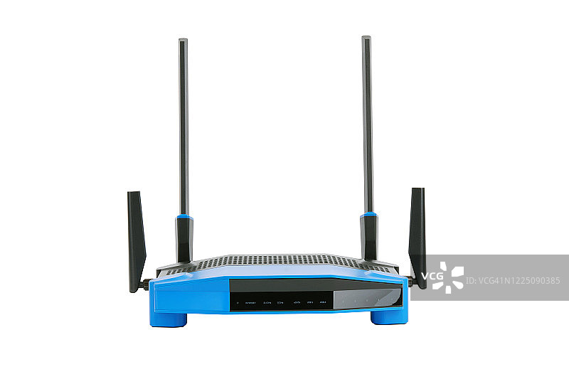 无线网络路由器，带裁剪路径的白色背景图片素材