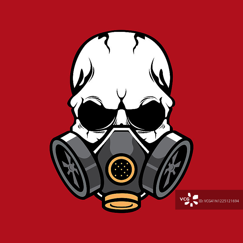 佩戴防毒面具的骷髅矢量图图片素材