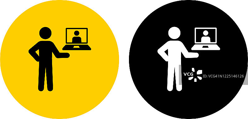 使用笔记本电脑参加在线会议的男人图标图片素材