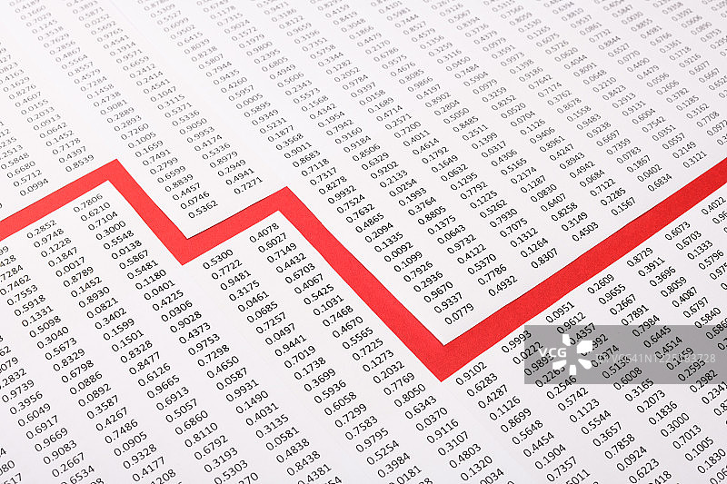纸张和数据组成的折线图图片素材