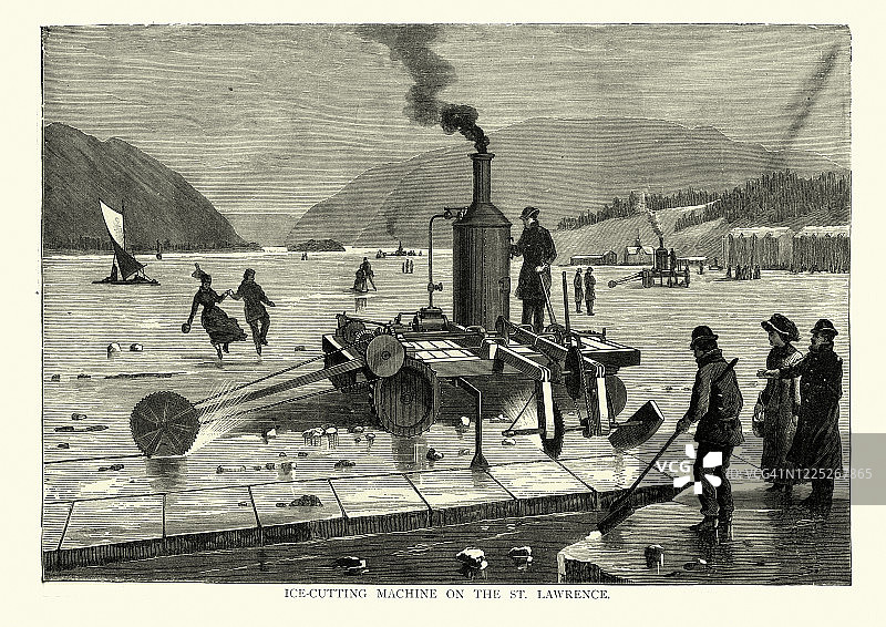 19世纪圣劳伦斯河上的切冰机图片素材