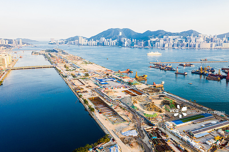香港启德邮轮码头无人机视角图片素材