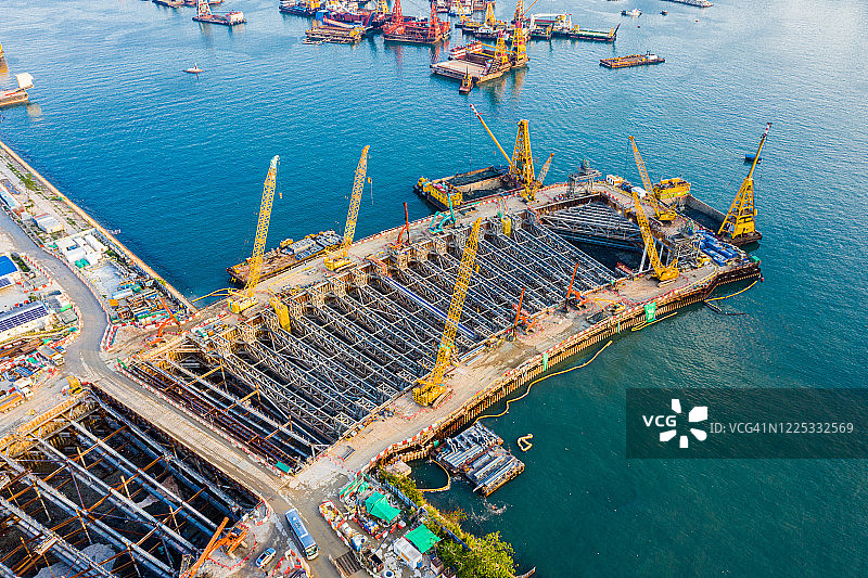 香港启德邮轮码头无人机视角图片素材