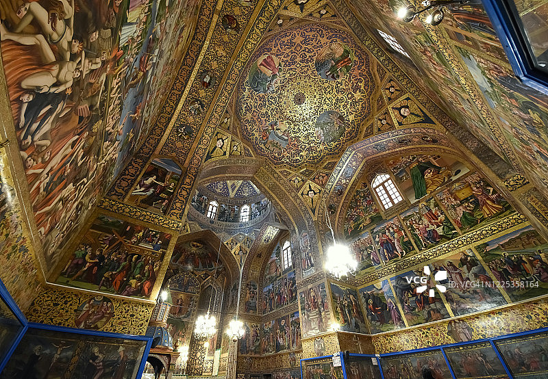 伊朗伊斯法罕的凡克基督教大教堂（圣救主大教堂）内部细节，联合国教科文组织遗产图片素材