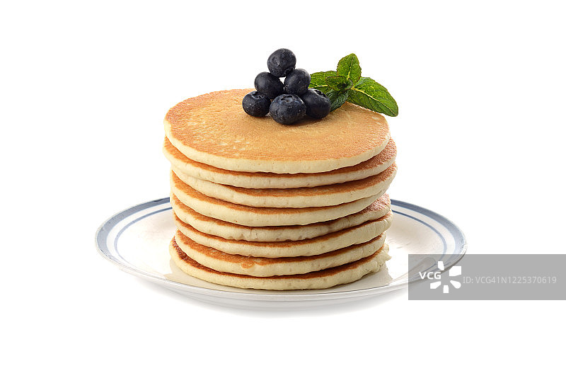 白色盘子里的一摞煎饼图片素材