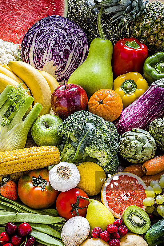 什锦水果和蔬菜背景图片素材