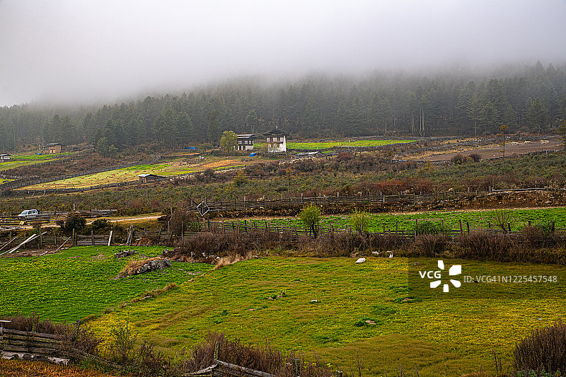富毕卡山谷（甘塘山谷），旺度波德朗，不丹图片素材