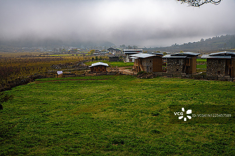 富毕卡山谷（甘塘山谷），旺度波德朗，不丹图片素材