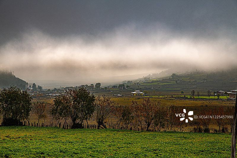 富毕卡山谷（甘塘山谷），旺度波德朗，不丹图片素材