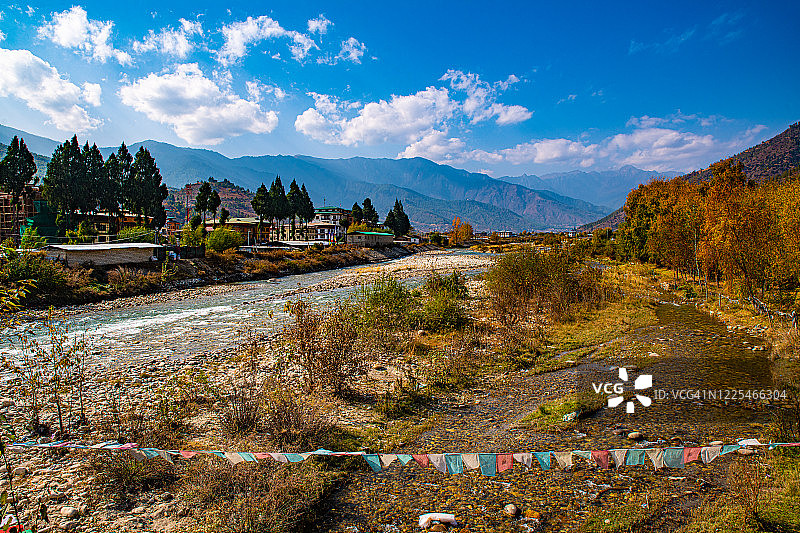 不丹帕罗河谷的房屋景观图片素材