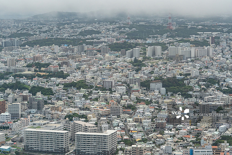 冲绳县那霸市和丰见城市飞机航拍图片素材