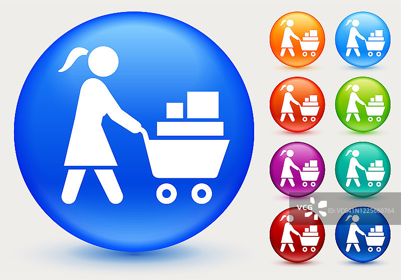 推着购物车的女人图标图片素材