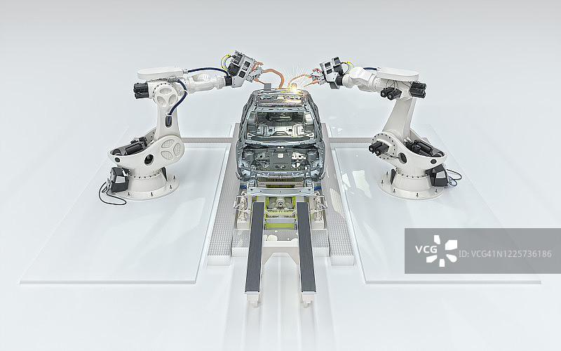 机器人焊接车身的装配线图片素材